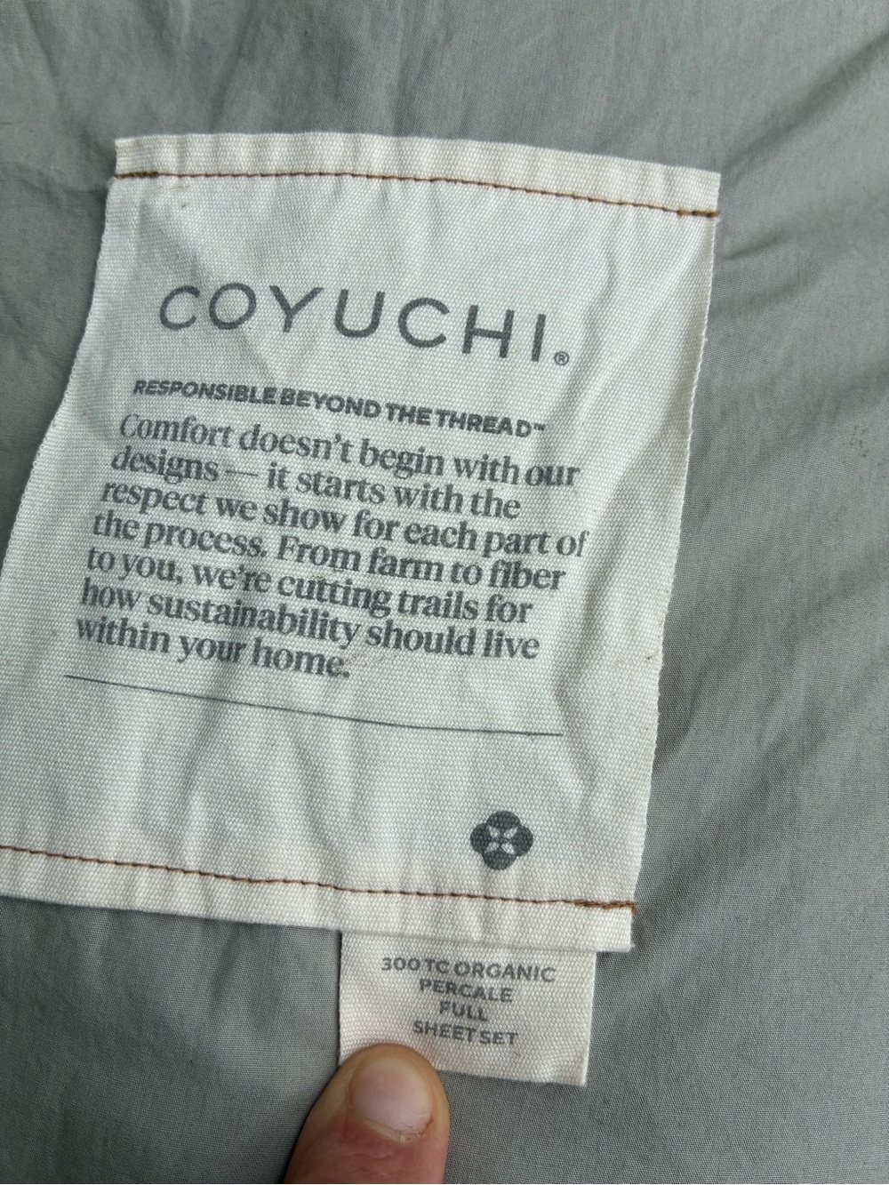 Coyuchi Neutral Gray Bedding Bag with Deep Blue Sheet - Picture 2 of 6